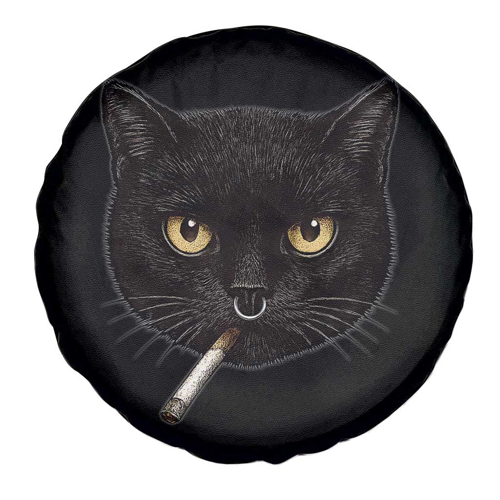 Smoking Cat Y2K Spare Tire Cover Vintage Black Cat Edgy Retro 90s Grunge - Wonder Print Shop