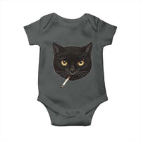 Smoking Cat Y2K Baby Onesie Vintage Black Cat Edgy Retro 90s Grunge - Wonder Print Shop