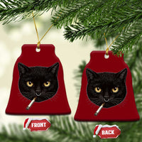 Smoking Cat Y2K Ceramic Ornament Vintage Black Cat Edgy Retro 90s Grunge - Wonder Print Shop