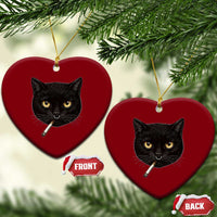 Smoking Cat Y2K Ceramic Ornament Vintage Black Cat Edgy Retro 90s Grunge - Wonder Print Shop