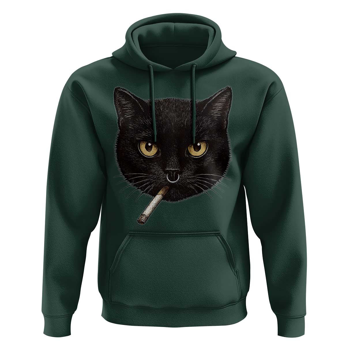 Smoking Cat Y2K Hoodie Vintage Black Cat Edgy Retro 90s Grunge - Wonder Print Shop