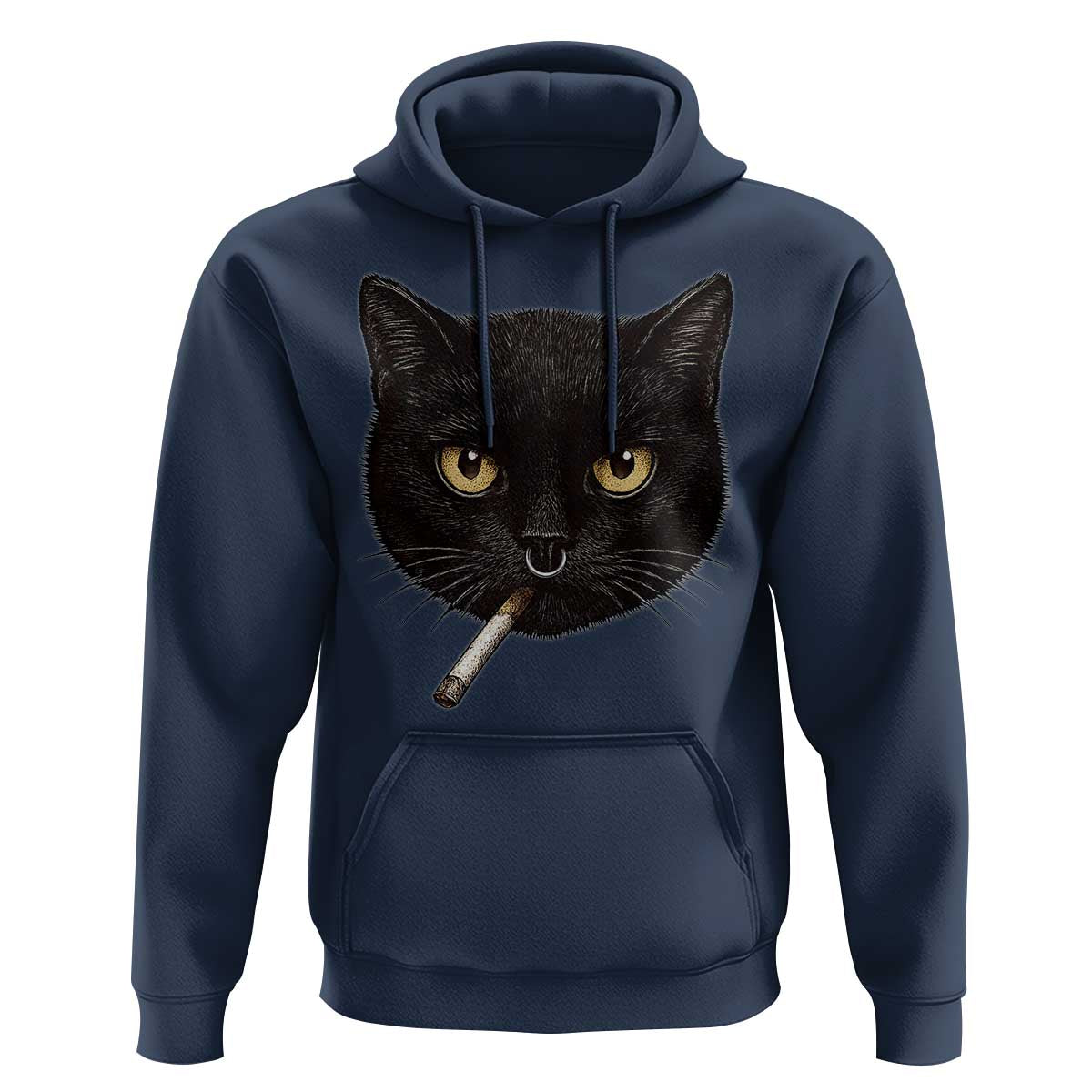 Smoking Cat Y2K Hoodie Vintage Black Cat Edgy Retro 90s Grunge - Wonder Print Shop