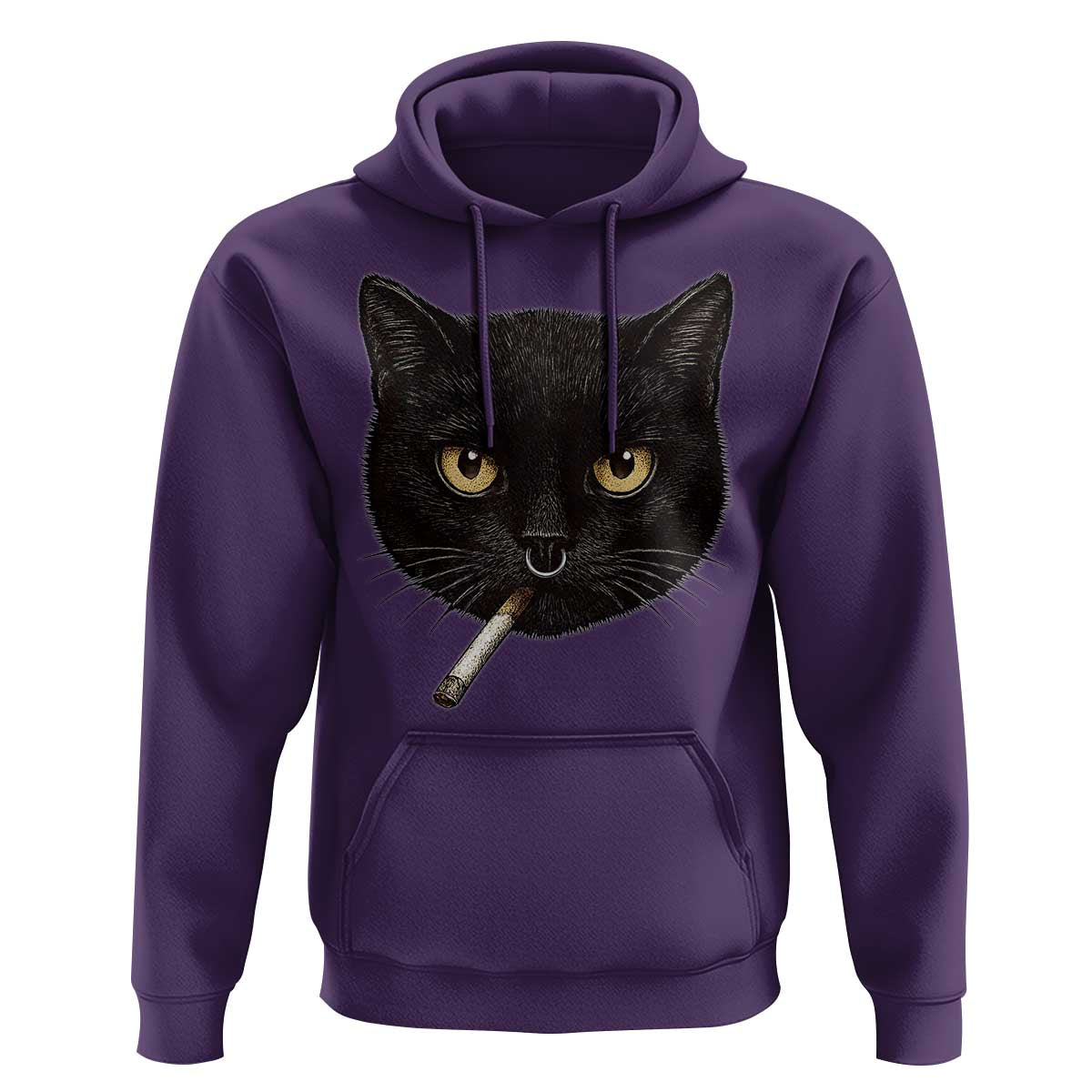 Smoking Cat Y2K Hoodie Vintage Black Cat Edgy Retro 90s Grunge - Wonder Print Shop