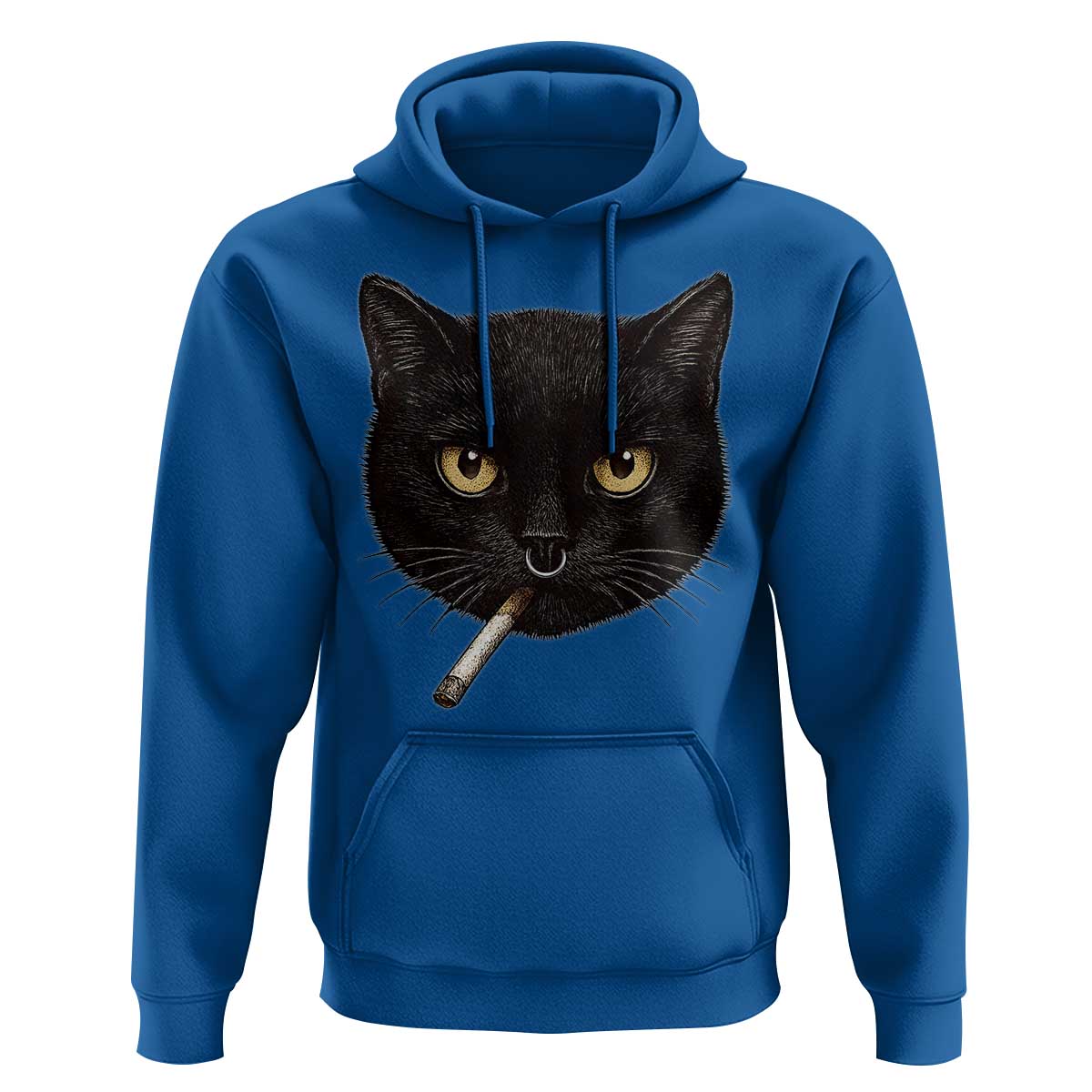 Smoking Cat Y2K Hoodie Vintage Black Cat Edgy Retro 90s Grunge - Wonder Print Shop