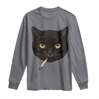 Smoking Cat Y2K Long Sleeve Shirt Vintage Black Cat Edgy Retro 90s Grunge - Wonder Print Shop