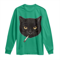 Smoking Cat Y2K Long Sleeve Shirt Vintage Black Cat Edgy Retro 90s Grunge - Wonder Print Shop