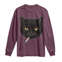 Smoking Cat Y2K Long Sleeve Shirt Vintage Black Cat Edgy Retro 90s Grunge - Wonder Print Shop