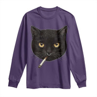 Smoking Cat Y2K Long Sleeve Shirt Vintage Black Cat Edgy Retro 90s Grunge - Wonder Print Shop