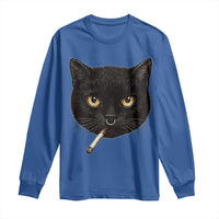 Smoking Cat Y2K Long Sleeve Shirt Vintage Black Cat Edgy Retro 90s Grunge - Wonder Print Shop