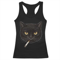 Smoking Cat Y2K Racerback Tank Top Vintage Black Cat Edgy Retro 90s Grunge - Wonder Print Shop