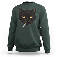 Smoking Cat Y2K Sweatshirt Vintage Black Cat Edgy Retro 90s Grunge - Wonder Print Shop