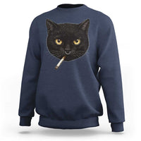 Smoking Cat Y2K Sweatshirt Vintage Black Cat Edgy Retro 90s Grunge - Wonder Print Shop