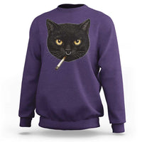 Smoking Cat Y2K Sweatshirt Vintage Black Cat Edgy Retro 90s Grunge - Wonder Print Shop