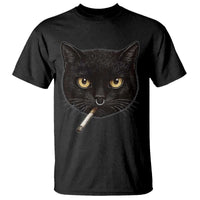 Smoking Cat Y2K T Shirt Vintage Black Cat Edgy Retro 90s Grunge - Wonder Print Shop