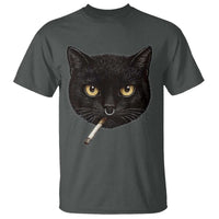 Smoking Cat Y2K T Shirt Vintage Black Cat Edgy Retro 90s Grunge - Wonder Print Shop