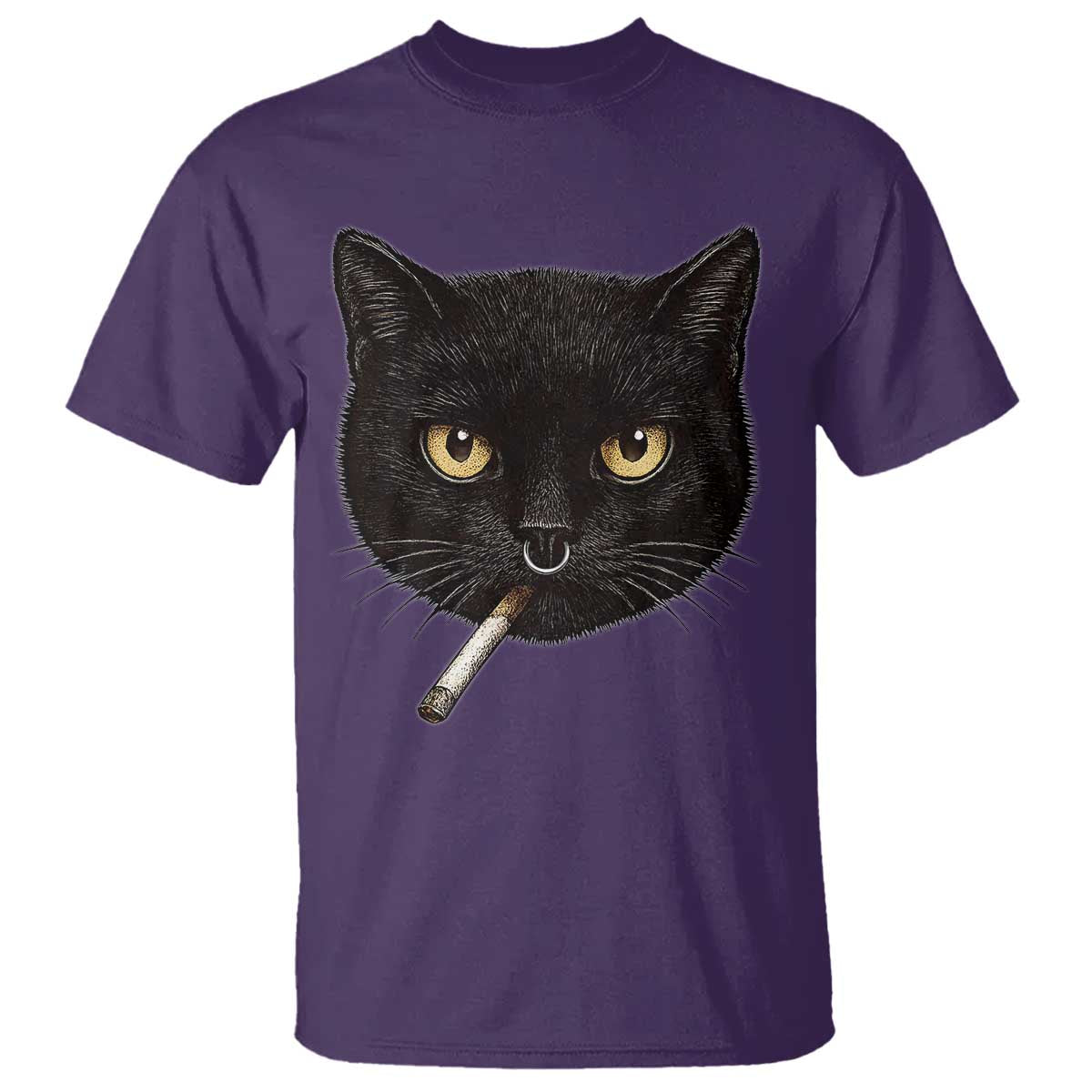 Smoking Cat Y2K T Shirt Vintage Black Cat Edgy Retro 90s Grunge - Wonder Print Shop