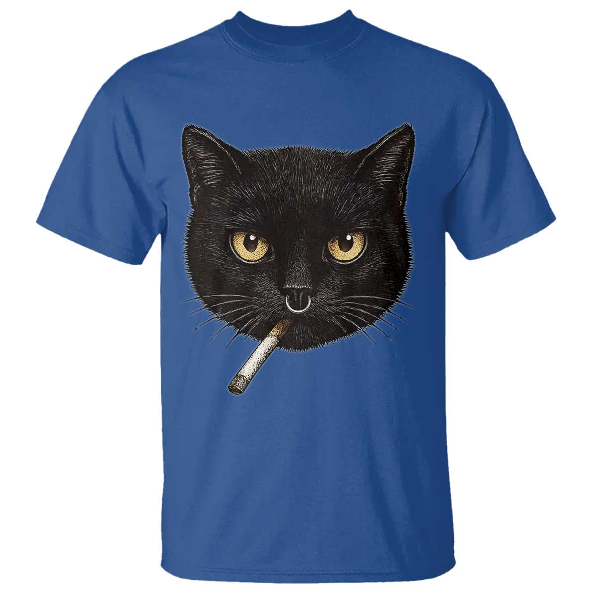 Smoking Cat Y2K T Shirt Vintage Black Cat Edgy Retro 90s Grunge - Wonder Print Shop