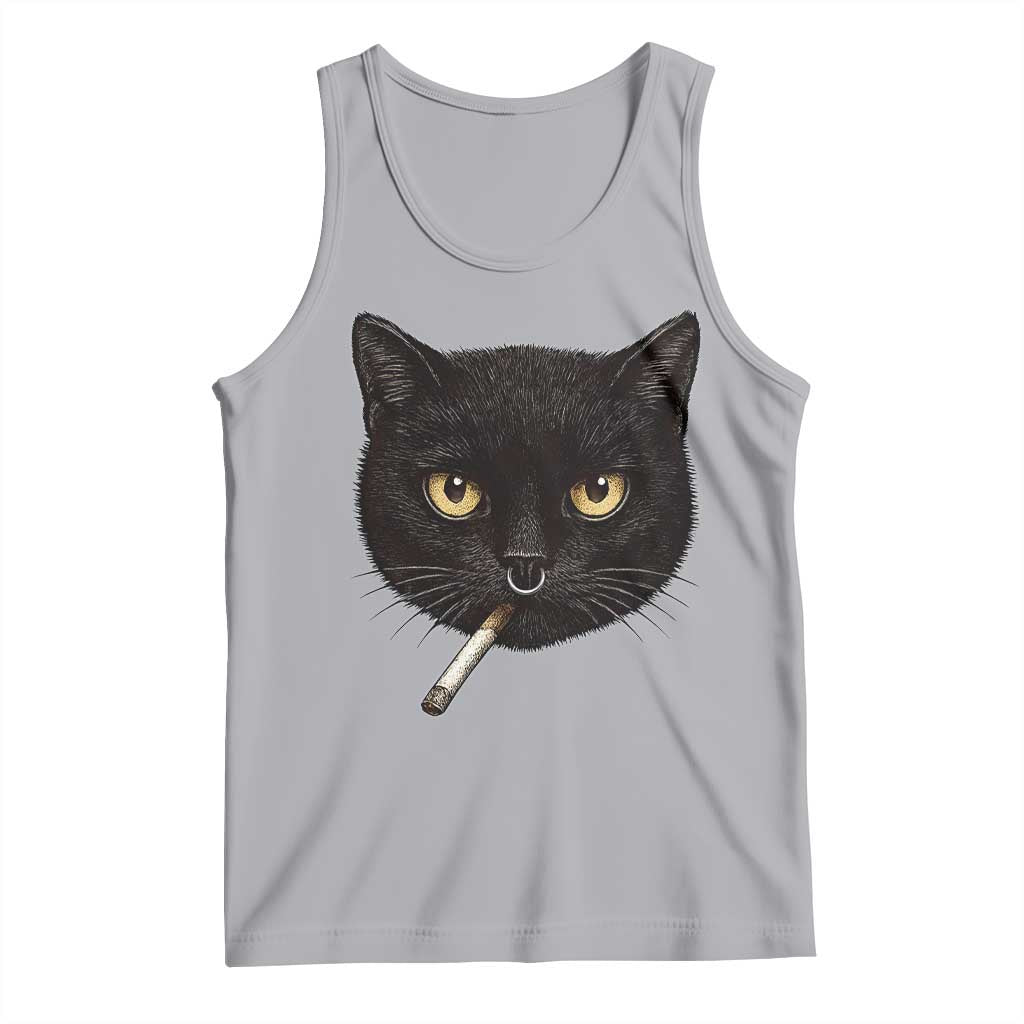 Smoking Cat Y2K Tank Top Vintage Black Cat Edgy Retro 90s Grunge - Wonder Print Shop