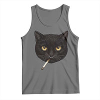 Smoking Cat Y2K Tank Top Vintage Black Cat Edgy Retro 90s Grunge - Wonder Print Shop