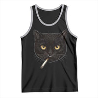 Smoking Cat Y2K Tank Top Vintage Black Cat Edgy Retro 90s Grunge - Wonder Print Shop