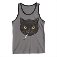 Smoking Cat Y2K Tank Top Vintage Black Cat Edgy Retro 90s Grunge - Wonder Print Shop