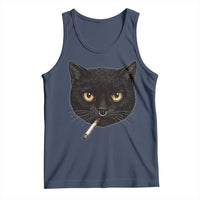 Smoking Cat Y2K Tank Top Vintage Black Cat Edgy Retro 90s Grunge - Wonder Print Shop