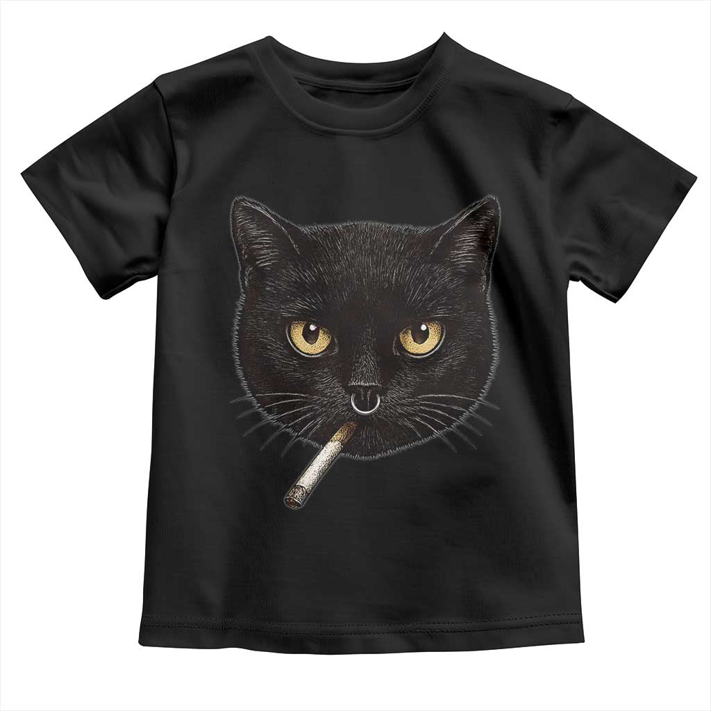 Smoking Cat Y2K Toddler T Shirt Vintage Black Cat Edgy Retro 90s Grunge - Wonder Print Shop