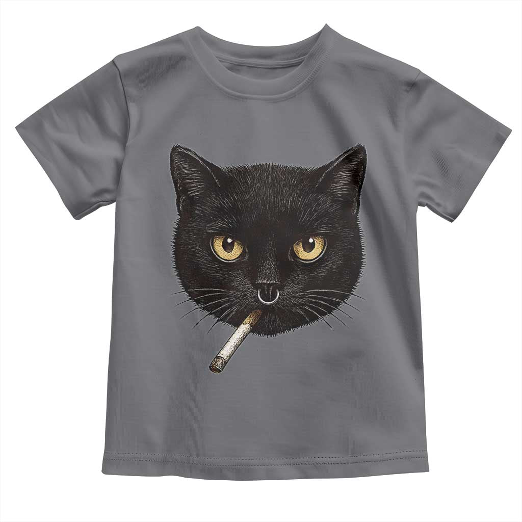 Smoking Cat Y2K Toddler T Shirt Vintage Black Cat Edgy Retro 90s Grunge - Wonder Print Shop