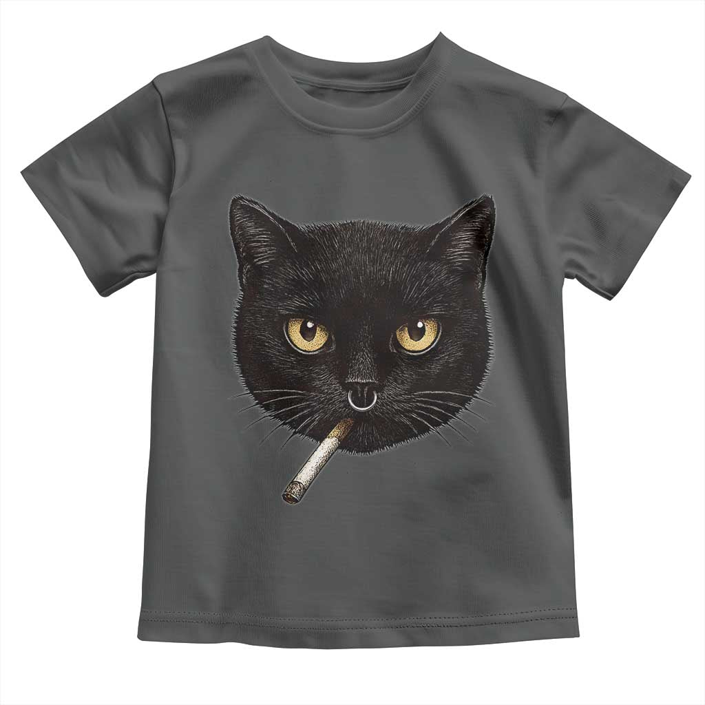 Smoking Cat Y2K Toddler T Shirt Vintage Black Cat Edgy Retro 90s Grunge - Wonder Print Shop