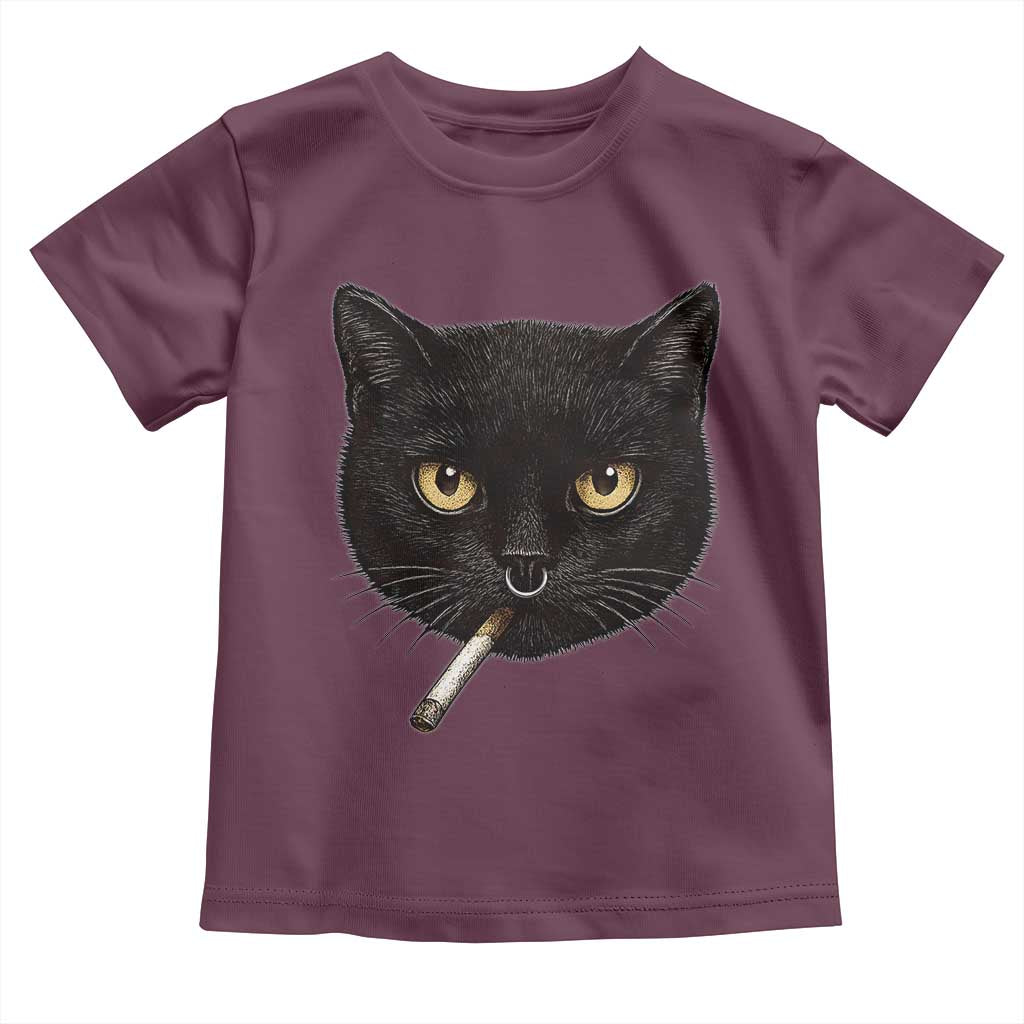Smoking Cat Y2K Toddler T Shirt Vintage Black Cat Edgy Retro 90s Grunge - Wonder Print Shop