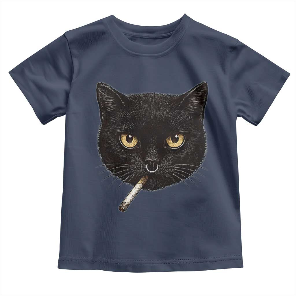 Smoking Cat Y2K Toddler T Shirt Vintage Black Cat Edgy Retro 90s Grunge - Wonder Print Shop