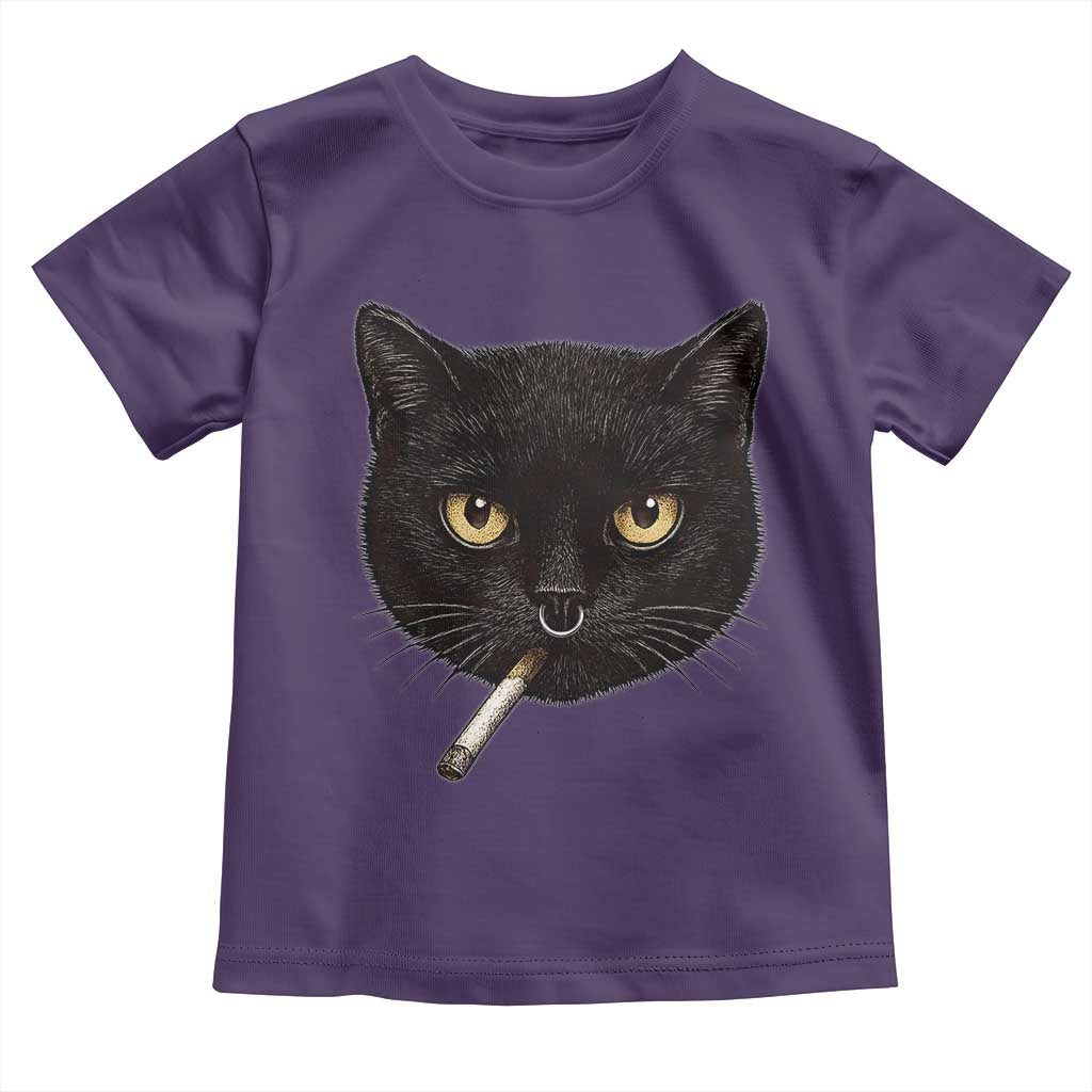 Smoking Cat Y2K Toddler T Shirt Vintage Black Cat Edgy Retro 90s Grunge - Wonder Print Shop