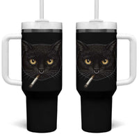 Smoking Cat Y2K Tumbler With Handle Vintage Black Cat Edgy Retro 90s Grunge - Wonder Print Shop