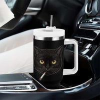 Smoking Cat Y2K Tumbler With Handle Vintage Black Cat Edgy Retro 90s Grunge - Wonder Print Shop
