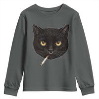 Smoking Cat Y2K Youth Sweatshirt Vintage Black Cat Edgy Retro 90s Grunge - Wonder Print Shop