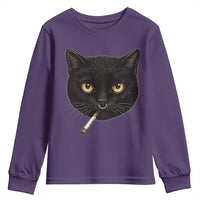 Smoking Cat Y2K Youth Sweatshirt Vintage Black Cat Edgy Retro 90s Grunge - Wonder Print Shop