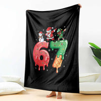67 Six Seven Christmas Throw Blanket Funny Dabbing Santa Elf Friends 6 7 Meme Gen Alpha Slang - Wonder Print Shop