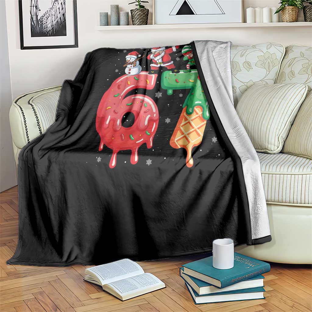 67 Six Seven Christmas Throw Blanket Funny Dabbing Santa Elf Friends 6 7 Meme Gen Alpha Slang - Wonder Print Shop
