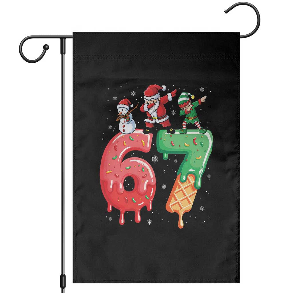 67 Six Seven Christmas Garden Flag Funny Dabbing Santa Elf Friends 6 7 Meme Gen Alpha Slang - Wonder Print Shop