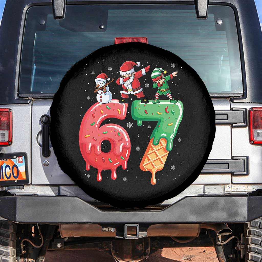 67 Six Seven Christmas Spare Tire Cover Funny Dabbing Santa Elf Friends 6 7 Meme Gen Alpha Slang - Wonder Print Shop