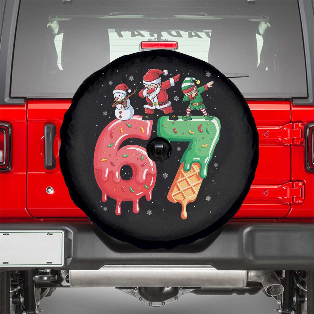 67 Six Seven Christmas Spare Tire Cover Funny Dabbing Santa Elf Friends 6 7 Meme Gen Alpha Slang - Wonder Print Shop