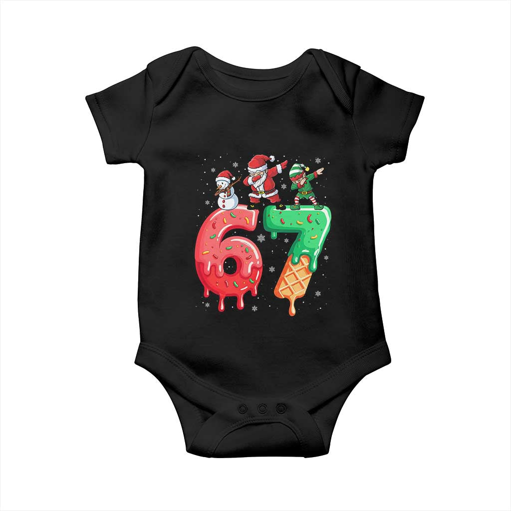 67 Six Seven Christmas Baby Onesie Funny Dabbing Santa Elf Friends 6 7 Meme Gen Alpha Slang - Wonder Print Shop