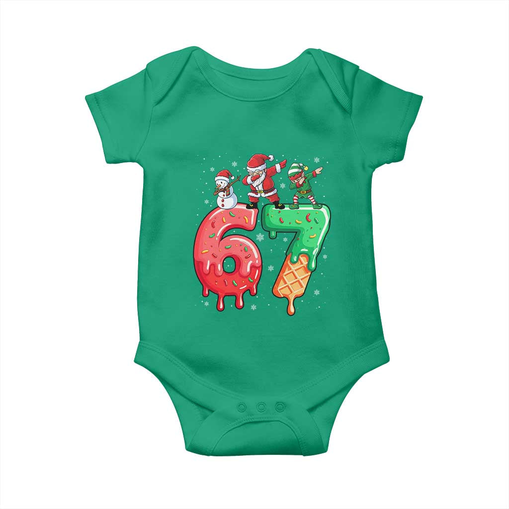 67 Six Seven Christmas Baby Onesie Funny Dabbing Santa Elf Friends 6 7 Meme Gen Alpha Slang - Wonder Print Shop