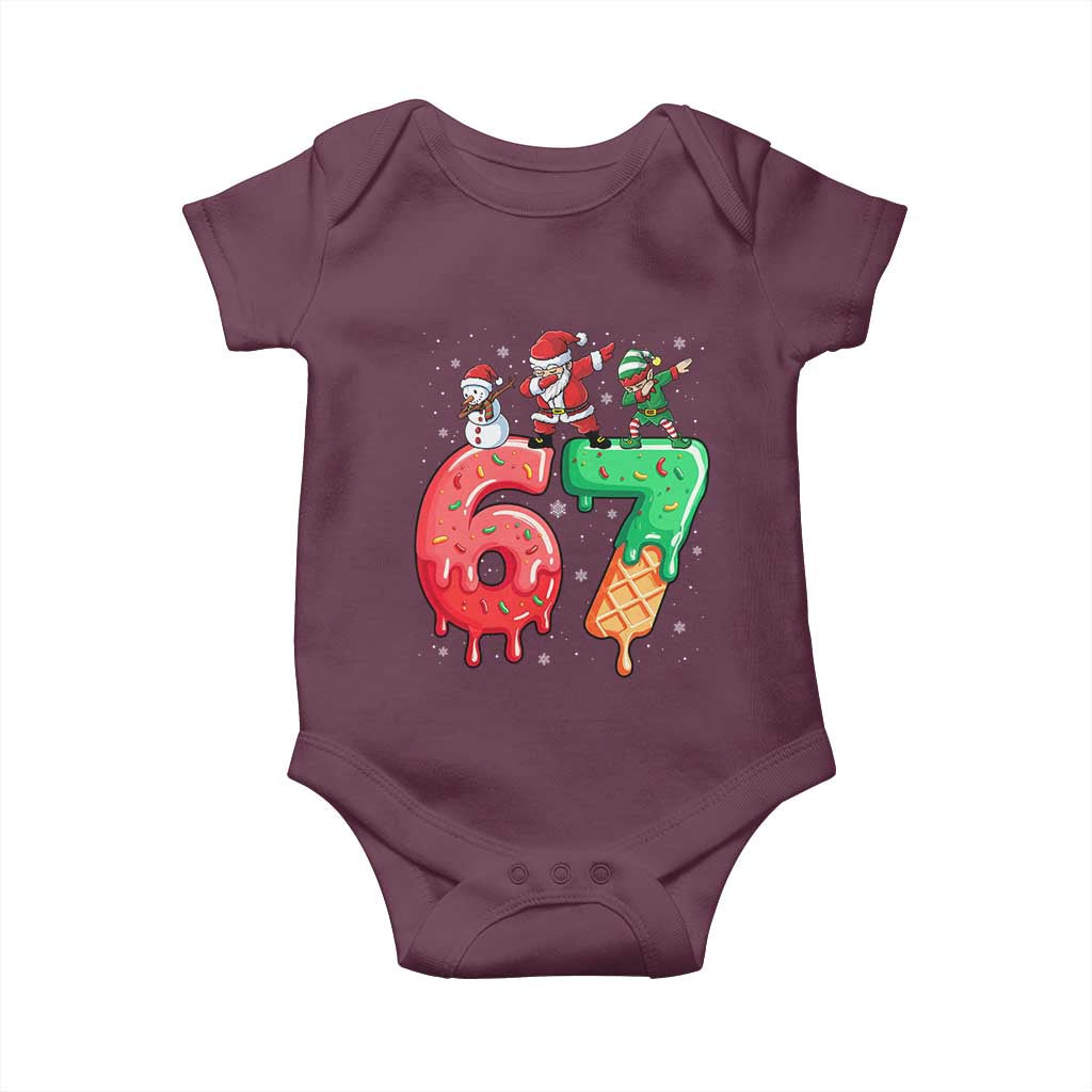 67 Six Seven Christmas Baby Onesie Funny Dabbing Santa Elf Friends 6 7 Meme Gen Alpha Slang - Wonder Print Shop