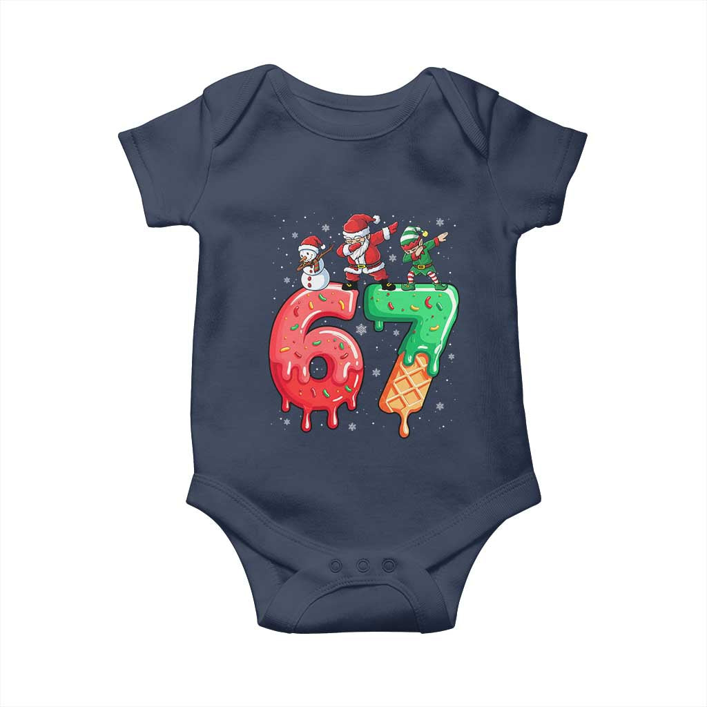 67 Six Seven Christmas Baby Onesie Funny Dabbing Santa Elf Friends 6 7 Meme Gen Alpha Slang - Wonder Print Shop