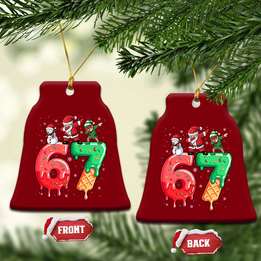 67 Six Seven Christmas Ceramic Ornament Funny Dabbing Santa Elf Friends 6 7 Meme Gen Alpha Slang - Wonder Print Shop