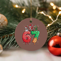 67 Six Seven Christmas Ceramic Ornament Funny Dabbing Santa Elf Friends 6 7 Meme Gen Alpha Slang - Wonder Print Shop