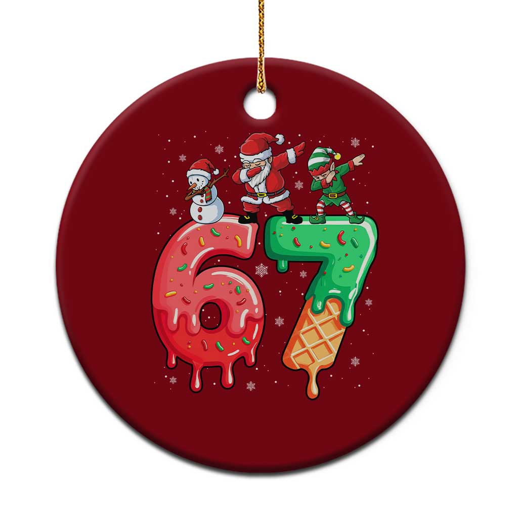 67 Six Seven Christmas Ceramic Ornament Funny Dabbing Santa Elf Friends 6 7 Meme Gen Alpha Slang - Wonder Print Shop