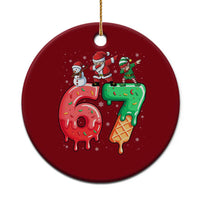 67 Six Seven Christmas Ceramic Ornament Funny Dabbing Santa Elf Friends 6 7 Meme Gen Alpha Slang - Wonder Print Shop
