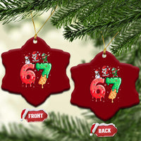 67 Six Seven Christmas Ceramic Ornament Funny Dabbing Santa Elf Friends 6 7 Meme Gen Alpha Slang - Wonder Print Shop